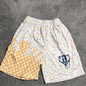 TOH White and Orange Athletic Shorts for Men ice cream shorts